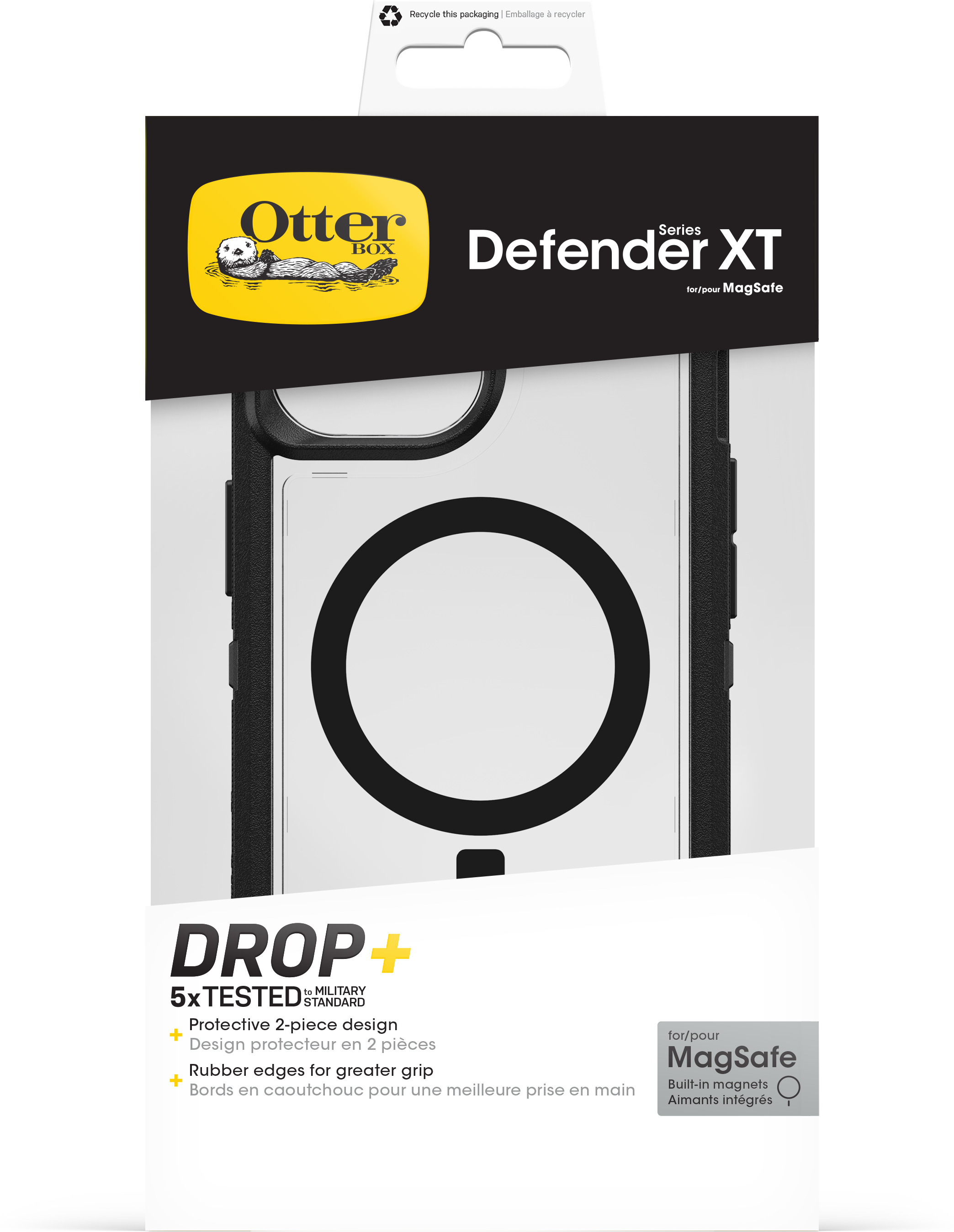 Otterbox Defender XT -suojakuori, iPhone 16e / 15 / 14 / 13, musta / kirkas