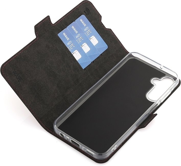 Wave BookCase -suojakuori, Samsung Galaxy A15, musta