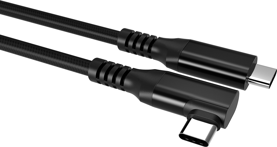 Fuj:tech USB-C 90° - USB-C -kaapeli, 2 m, musta