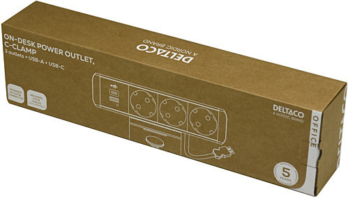 DELTACO virtapaneeli, 3 pistorasiaa, 1x21W A+C USB-laturi, GST18-liitäntä