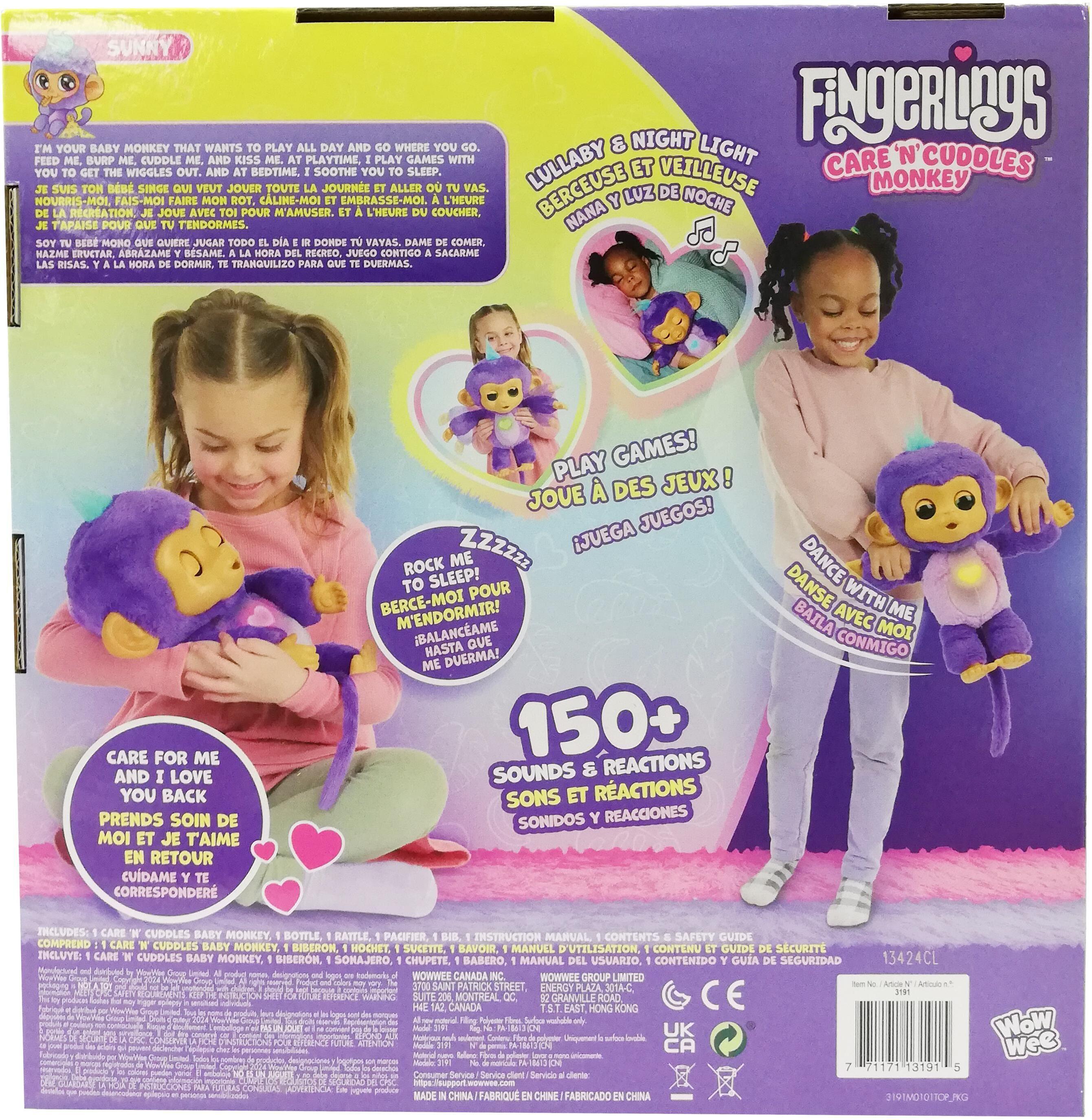 Fingerlings Care'n Cuddles - halattava apina, violetti