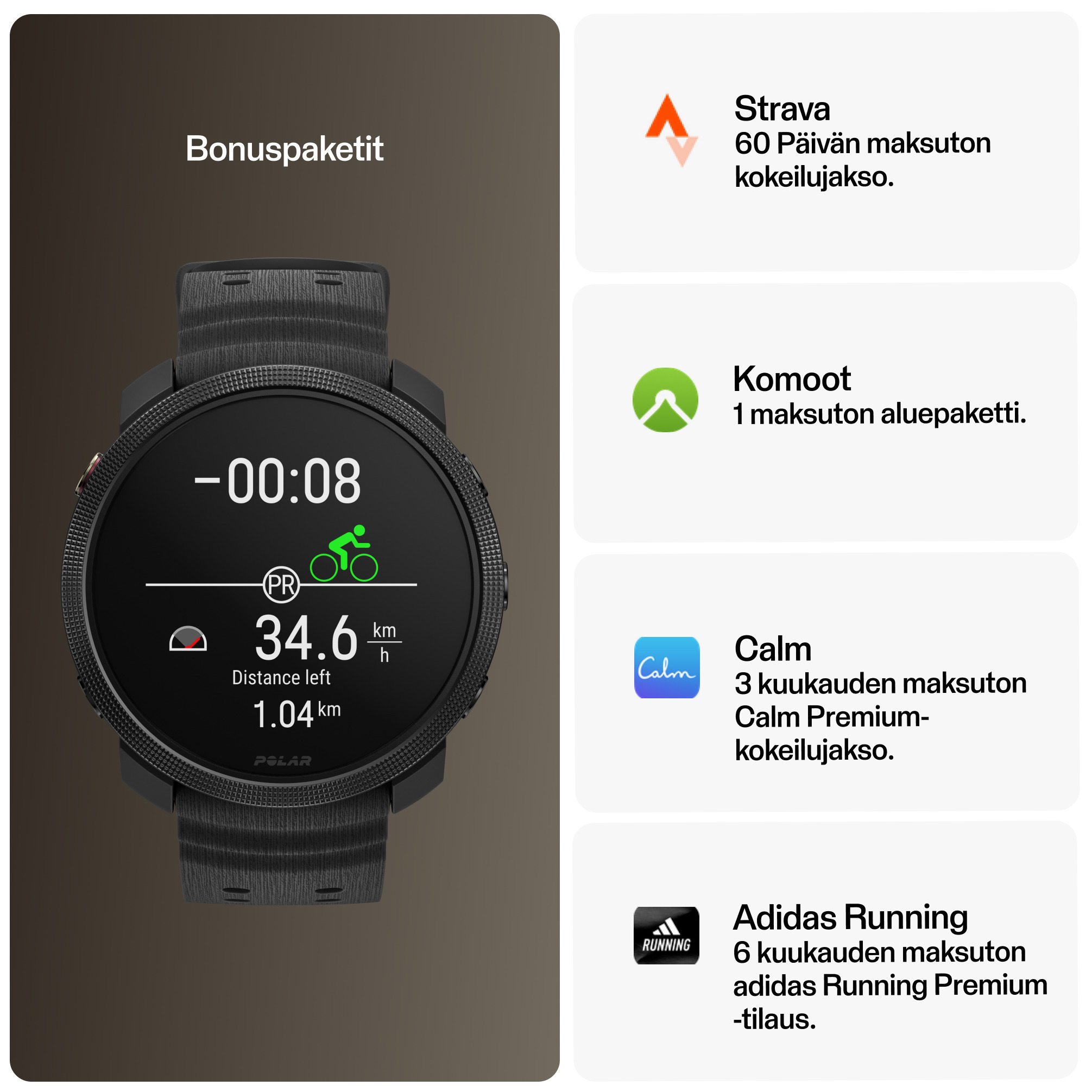 Polar Vantage M3 -urheilukello, musta, S-L