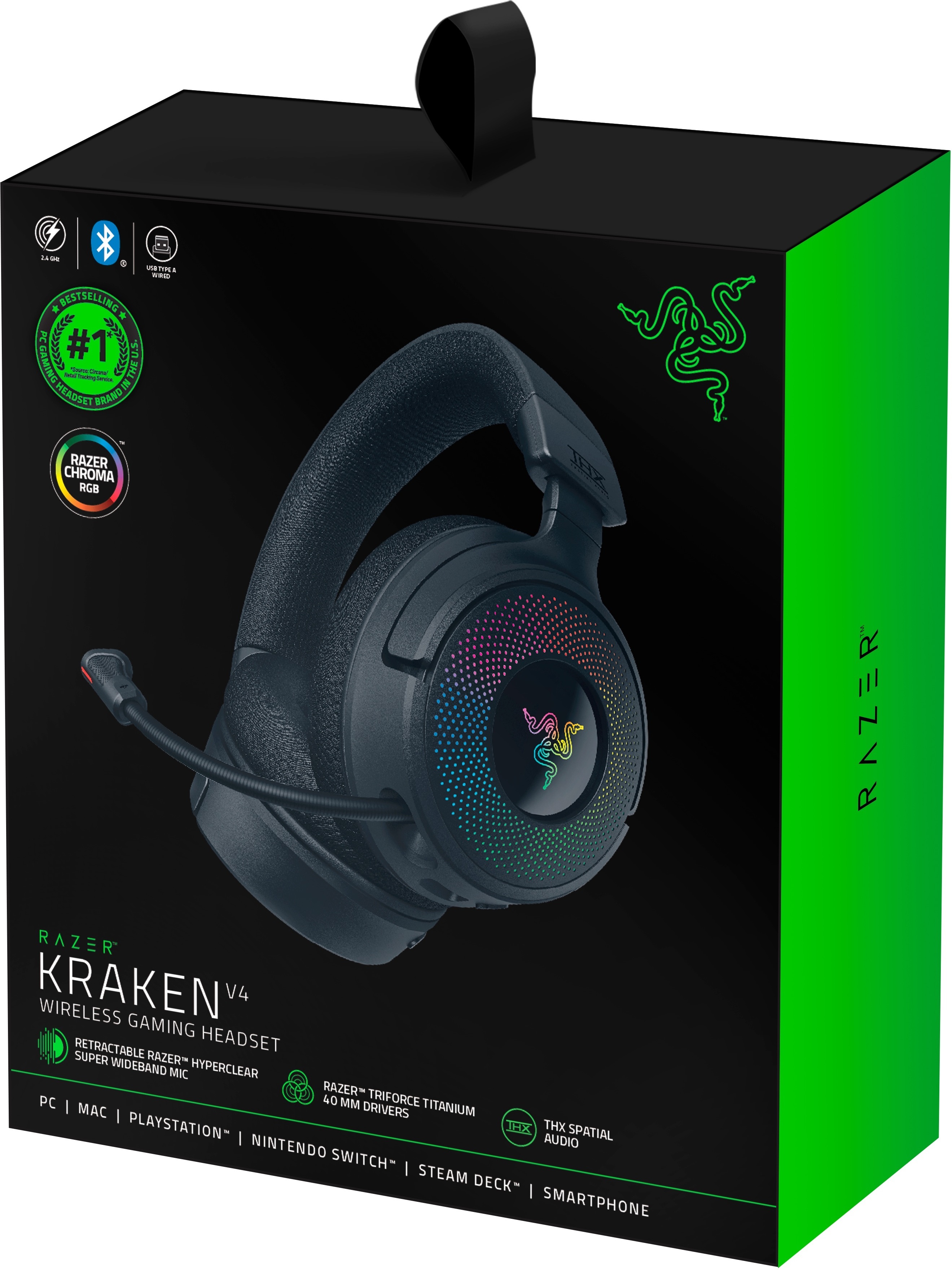 Razer Kraken V4 langattomat pelikuulokkeet, musta