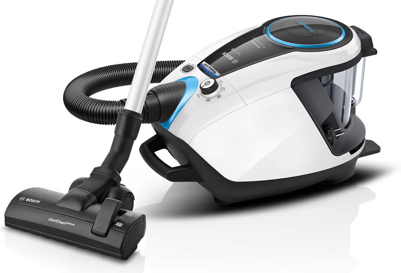 Bosch Series 8 ProSilence BGS7SIL1 -pölypussiton pölynimuri, valkoinen