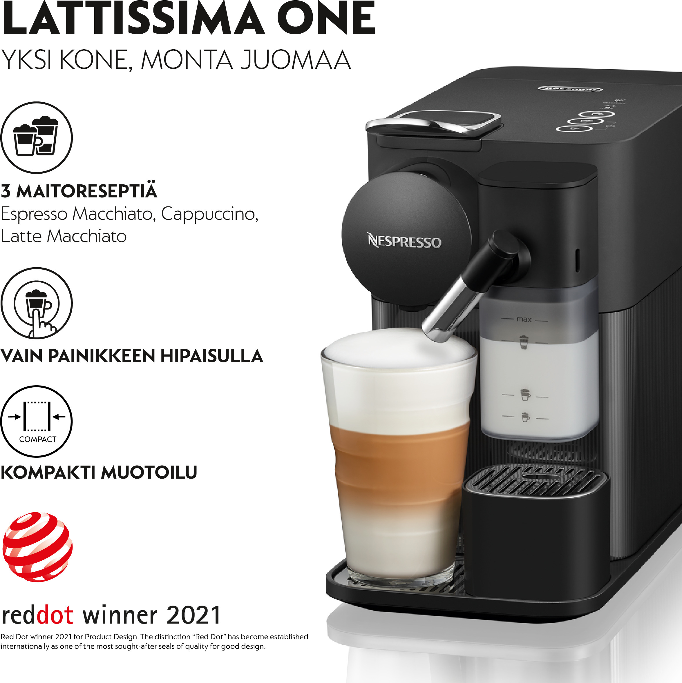 Nespresso Lattissima One Evo -kapselikeitin, musta
