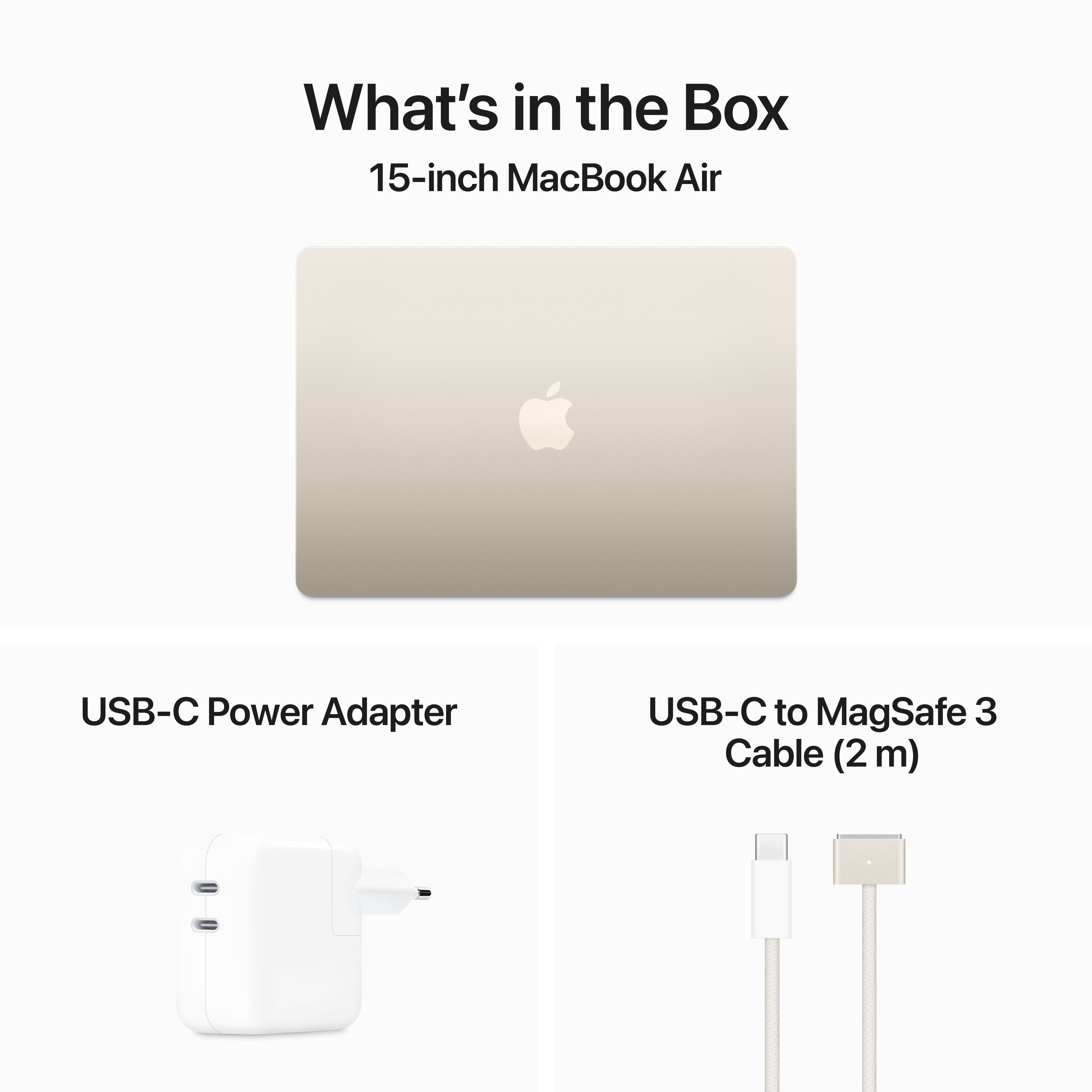 Apple MacBook Air 15" M3 8 Gt, 256 Gt 2024 -kannettava, tähtivalkea (MRYR3)