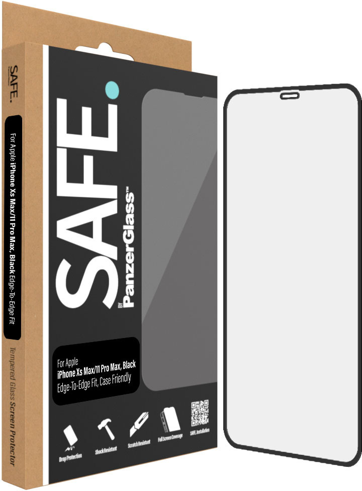 SAFE by PanzerGlass -panssarilasi, iPhone 11 Pro Max / Xs Max, musta kehys