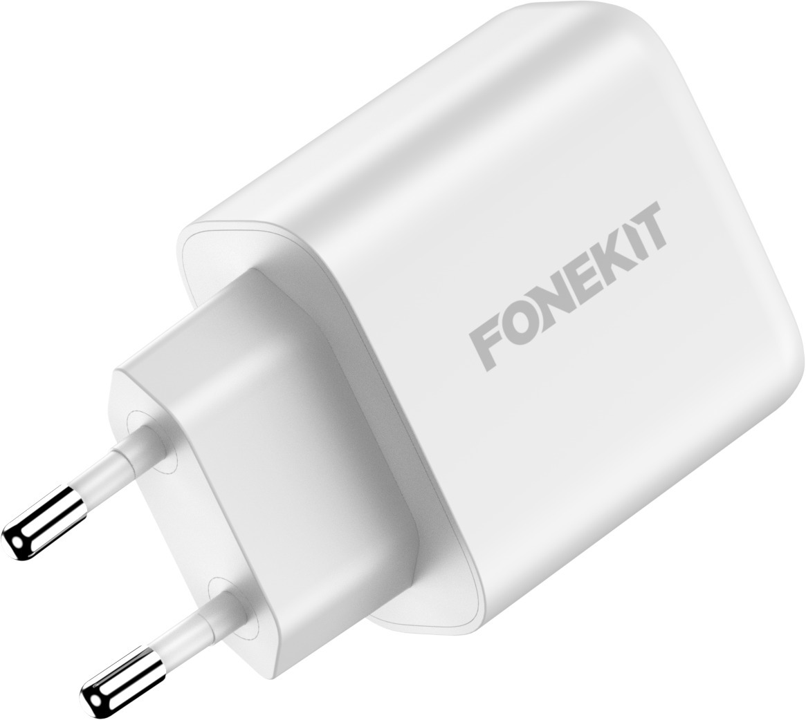 FoneKit GaN PD 65W -verkkovirtalaturi, USB-C + USB-C, valkoinen