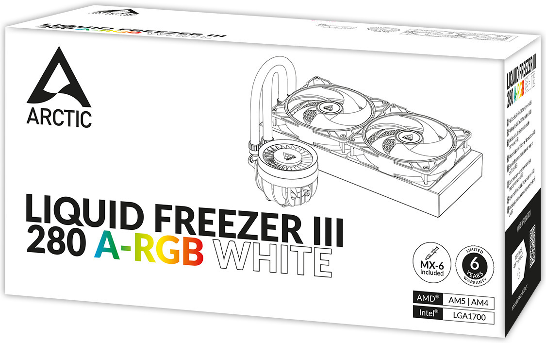 Arctic Liquid Freezer III 280 ARGB -nestejäähdytysjärjestelmä, valkoinen