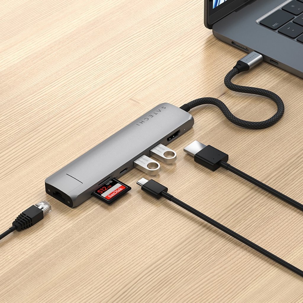 Satechi USB-C-Hubi, 5 porttia, muistikortinlukijat, tähtiharmaa