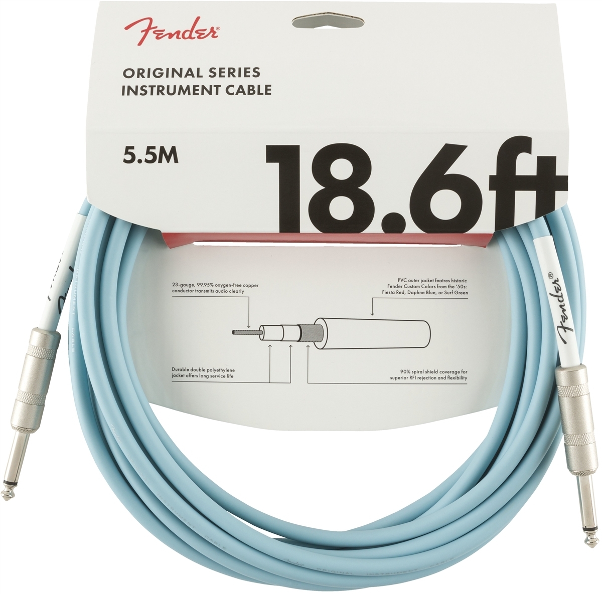 Fender Original -instrumenttikaapeli, 5,5 m, sininen