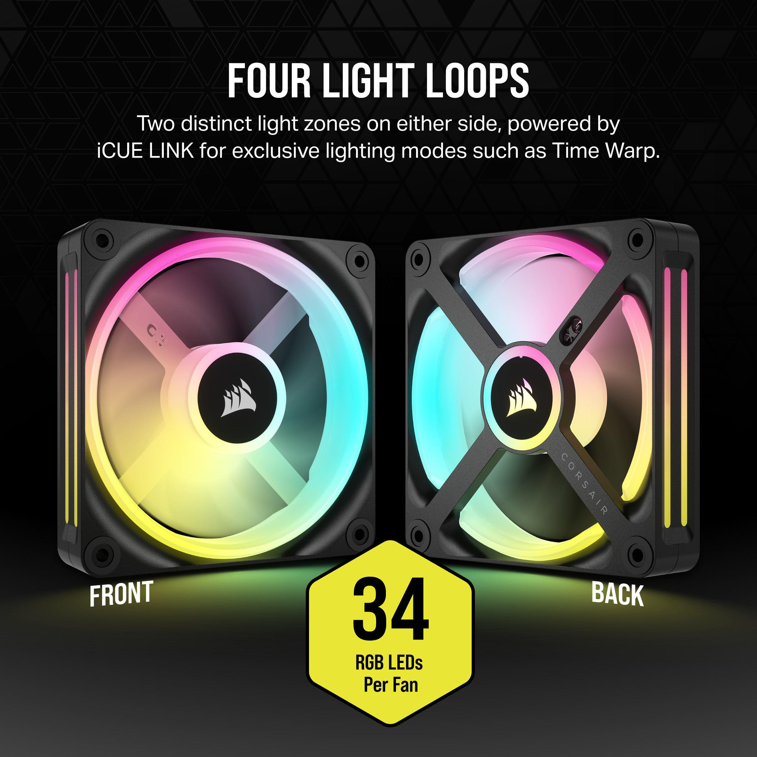 Corsair iCUE LINK QX120 RGB PWM -tuuletin, 120 mm, musta, 1 kpl Expansion Kit
