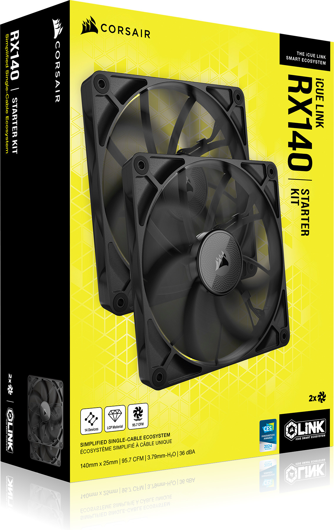 Corsair iCUE LINK RX140 PWM Starter Kit -tuuletin, 140 mm, 2 kpl