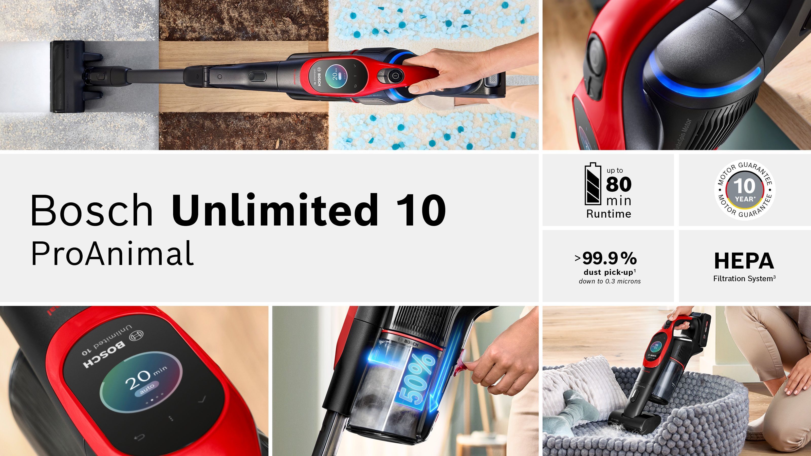 Bosch Unlimited 10 ProAnimal varsi-imuri, BCS1041PET, punainen