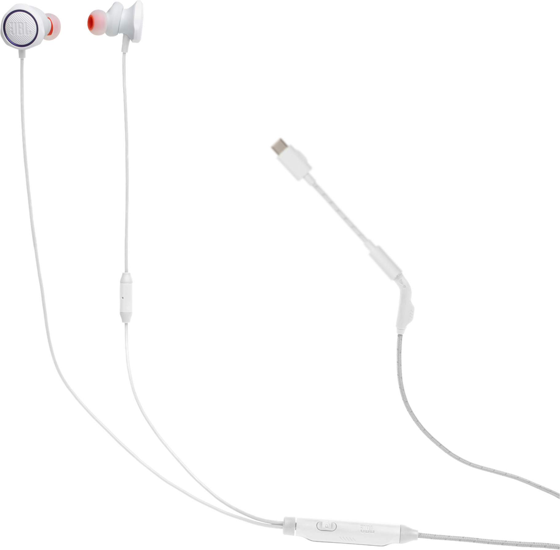 JBL Quantum 50C langallinen pelikuulokemikrofoni, in-ear, valkoinen