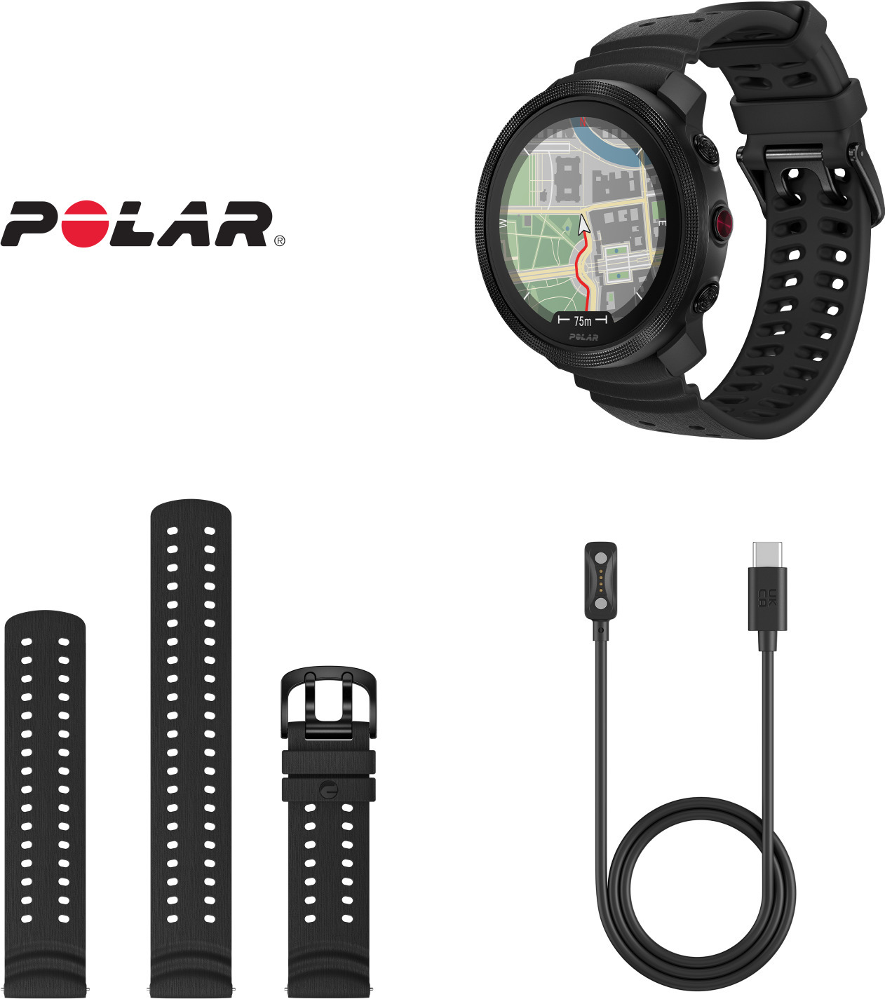 Polar Vantage M3 -urheilukello, musta, S-L