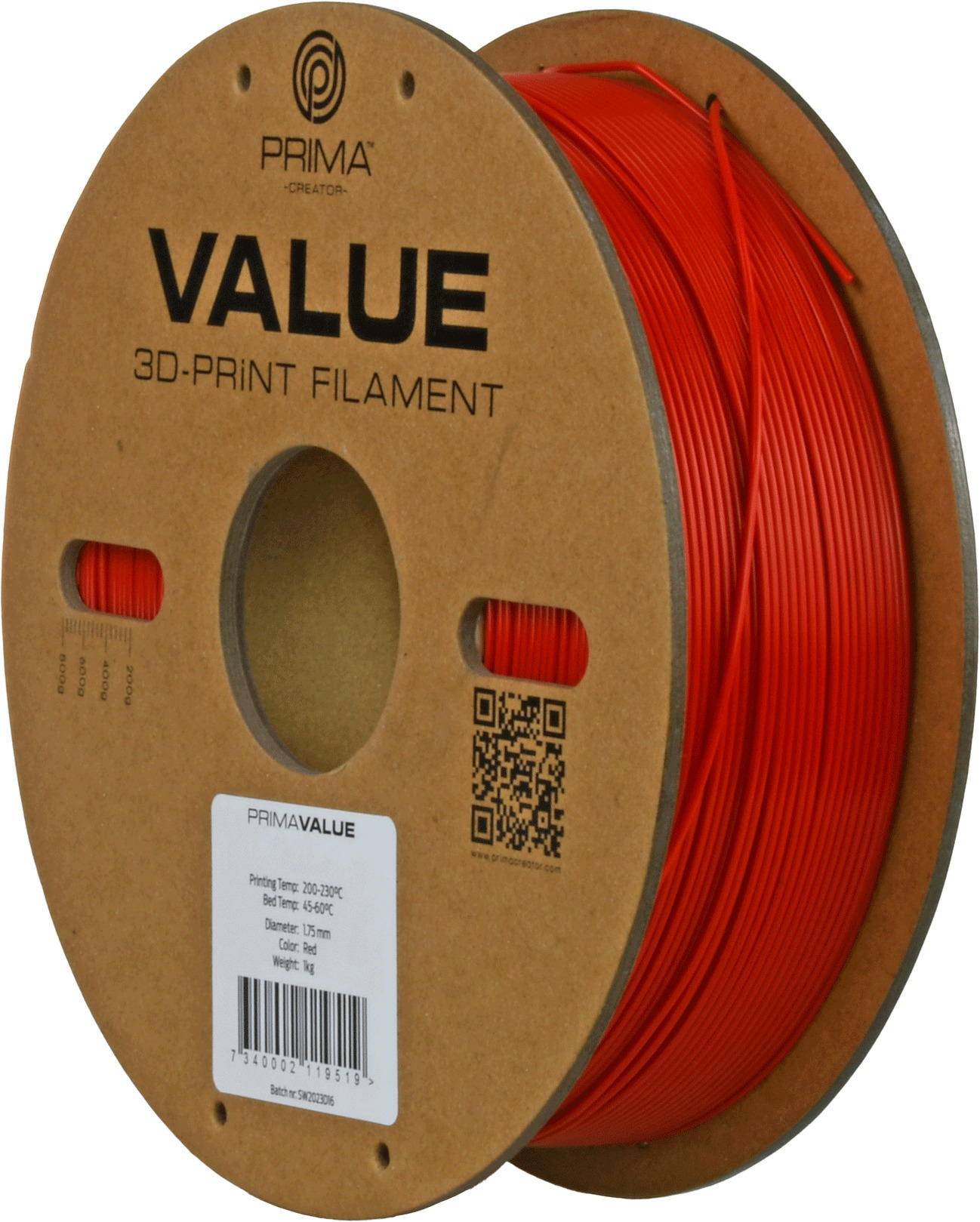 PrimaValue ABS -filamentti 3D -tulostimeen, 1.75 mm, punainen
