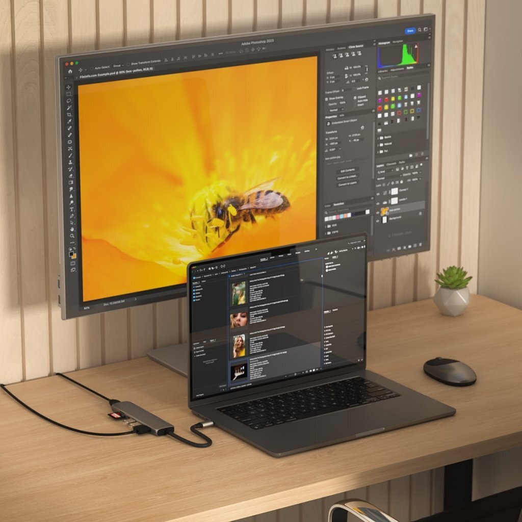 Satechi USB-C-Hubi, 5 porttia, muistikortinlukijat, tähtiharmaa