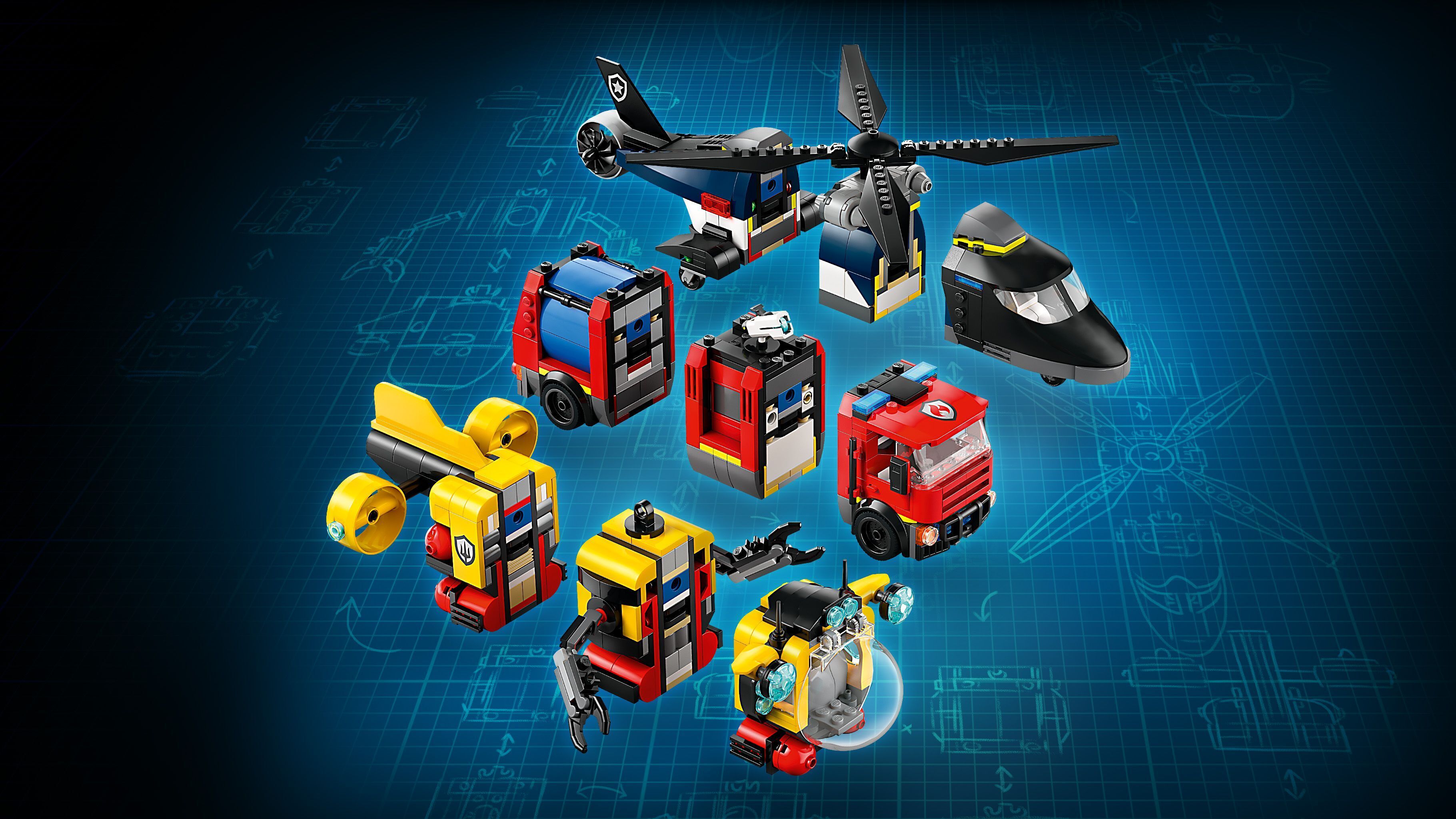 LEGO City 60462 – Helikopteri, paloauto ja sukellusvene yhdessä