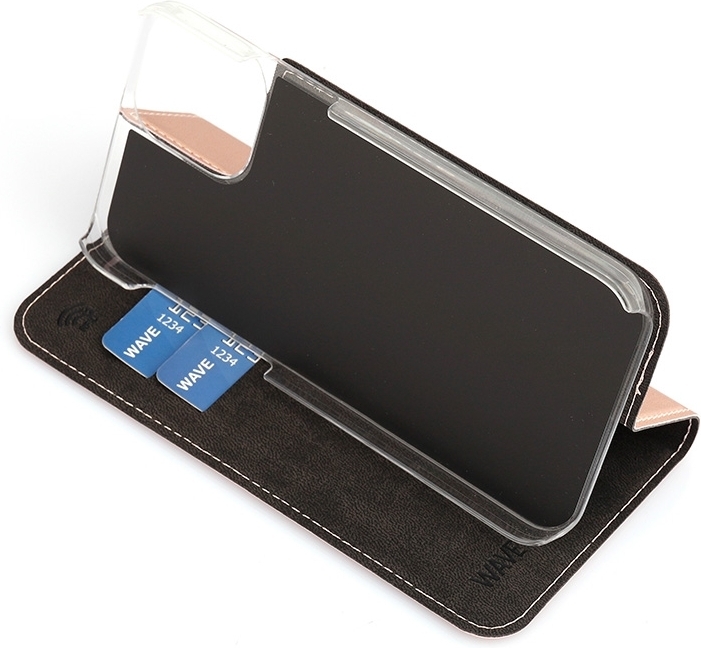 Wave BookCase suojakotelo, iPhone 12 Pro / iPhone 12, ruusukulta