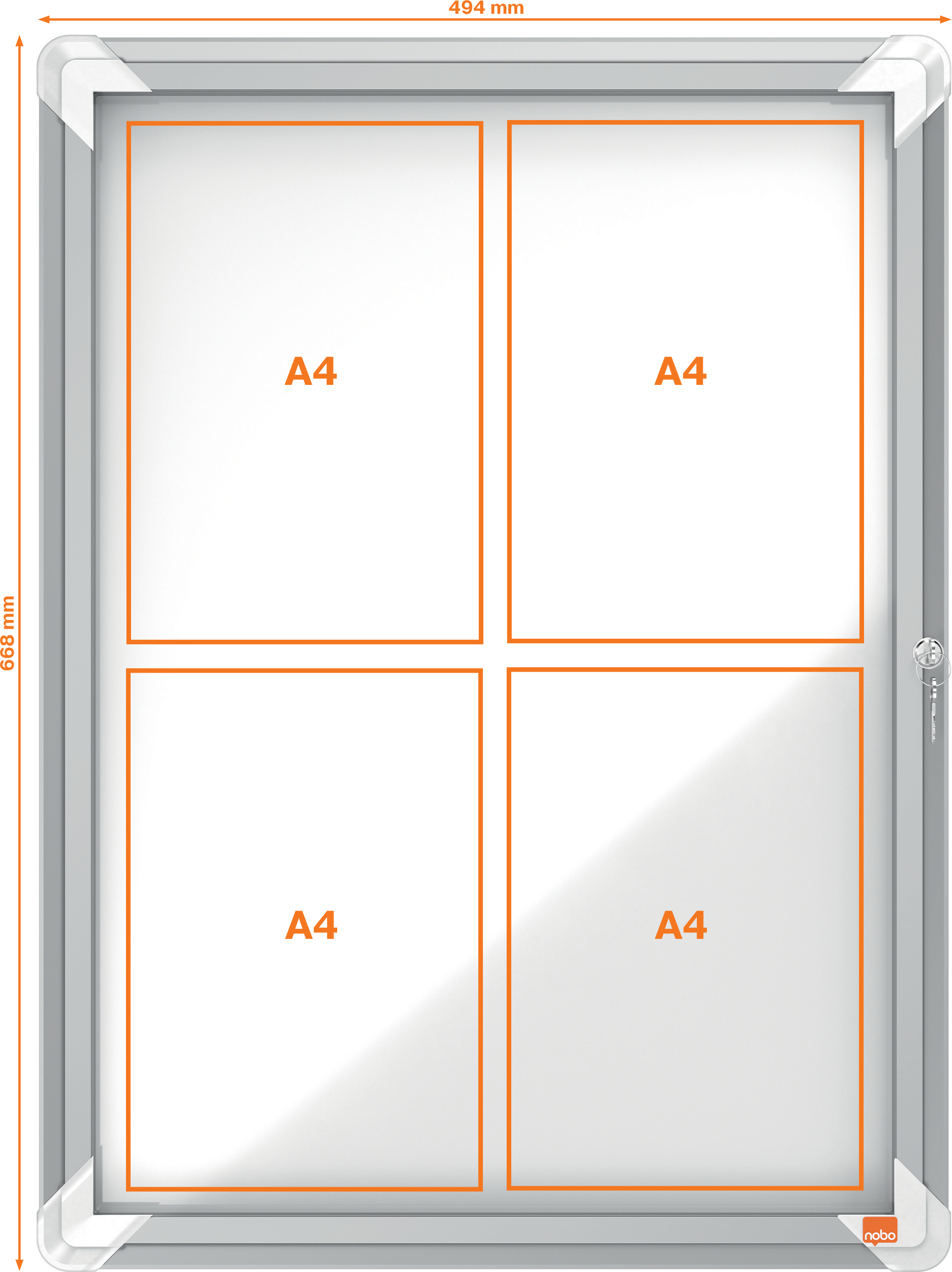 Nobo Premium Plus -lukollinen ilmoitustaulu, sivusta aukeava, 4 x A4