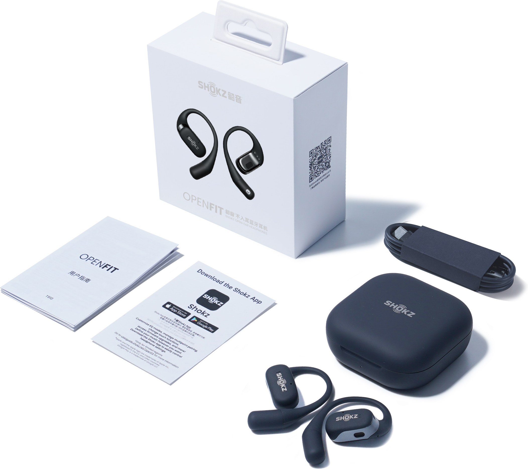 Shokz OpenFit langattomat kuulokkeet, musta
