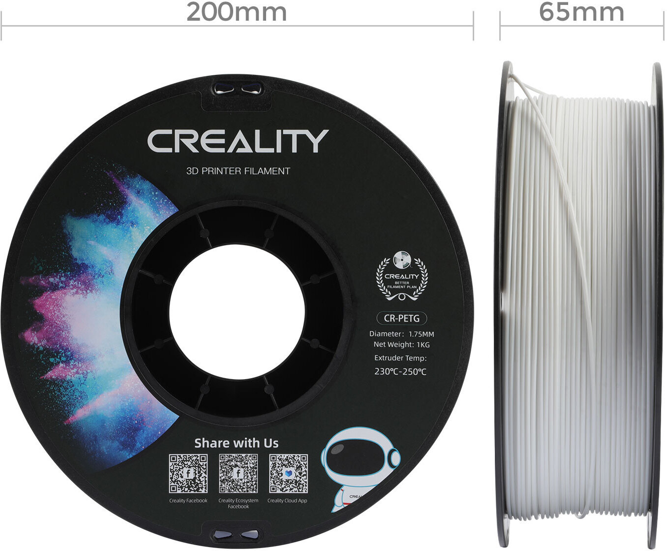 Creality CR-PETG -filamentti 3D -tulostimeen, 1.75 mm, valkoinen