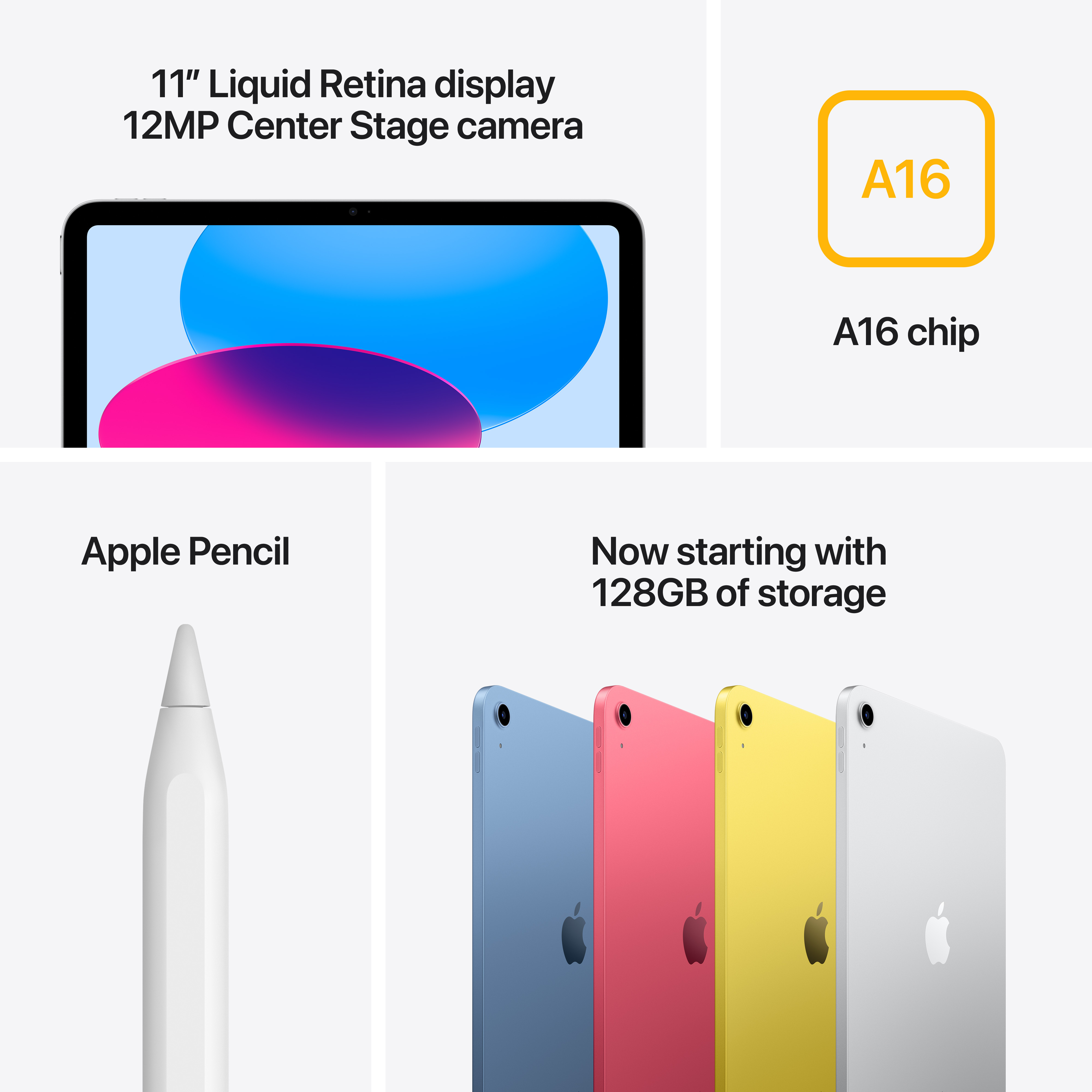 Apple iPad 11" 128 Gt WiFi 2025 -tabletti, hopea (MD3Y4)