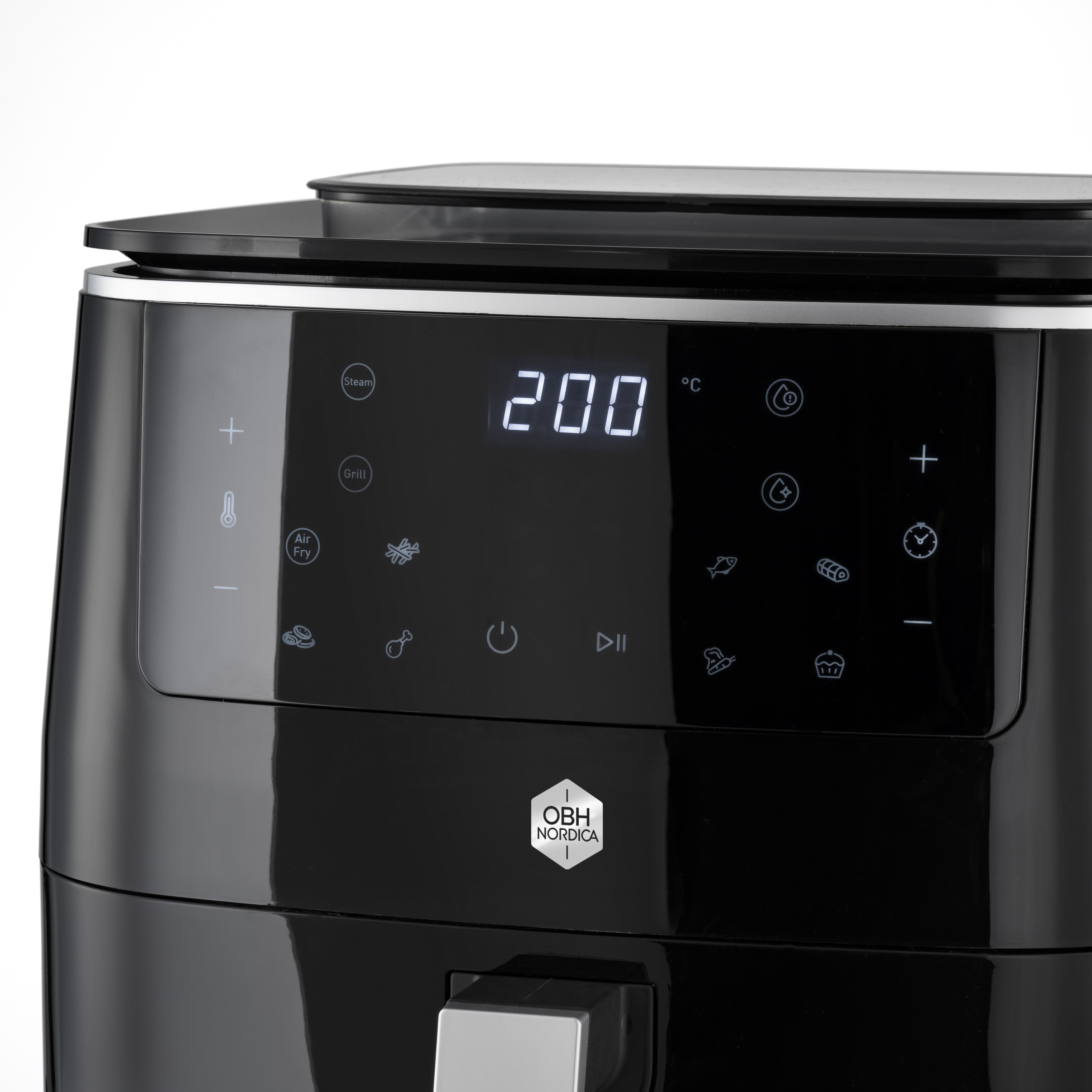 OBH Nordica Easy Fry & Grill Steam+ 3-in-1 -airfryer höyrytys- ja grillitoiminnolla, musta