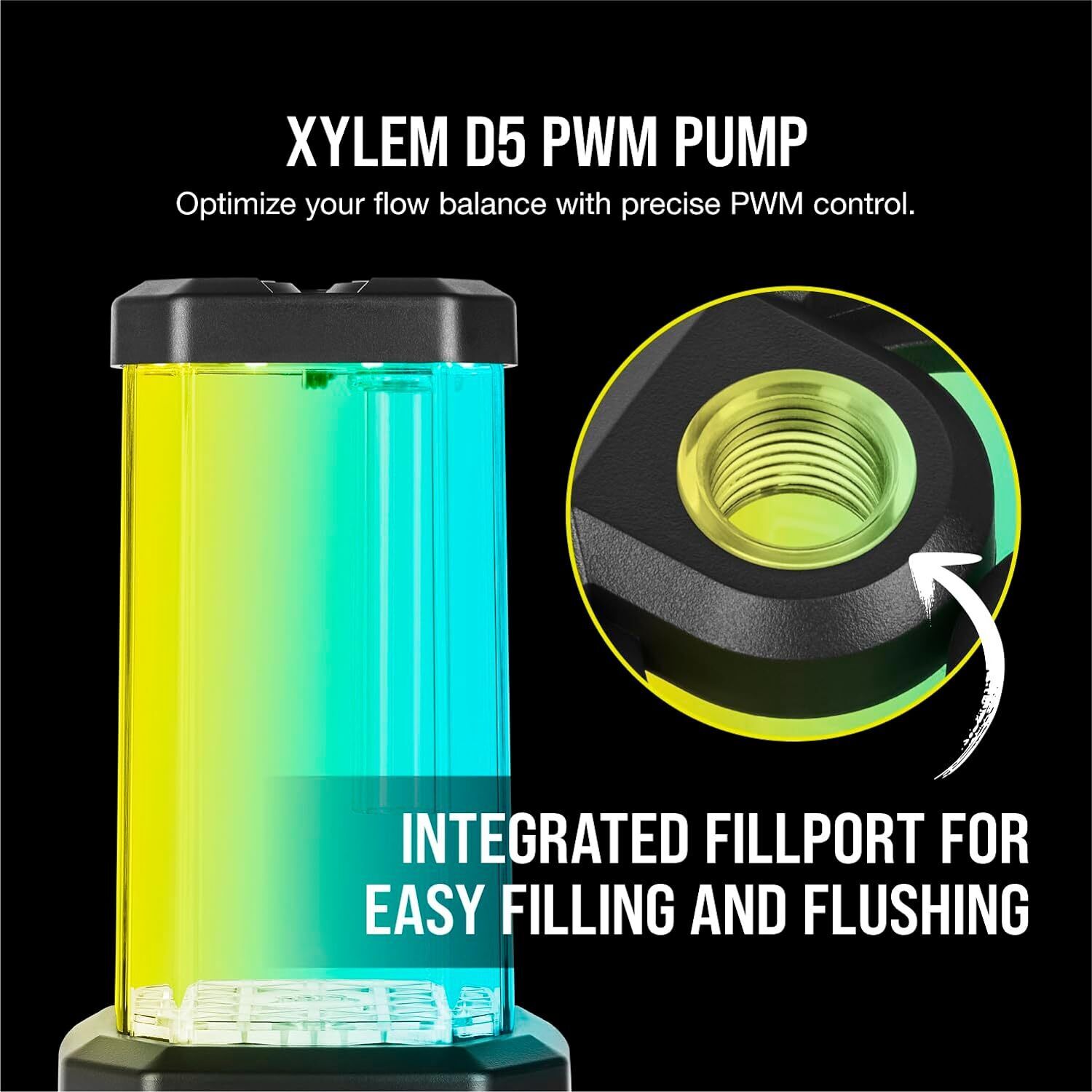 Corsair Hydro X Series XD5 RGB Pump/Reservoir Combo -pumppu/säiliö, musta