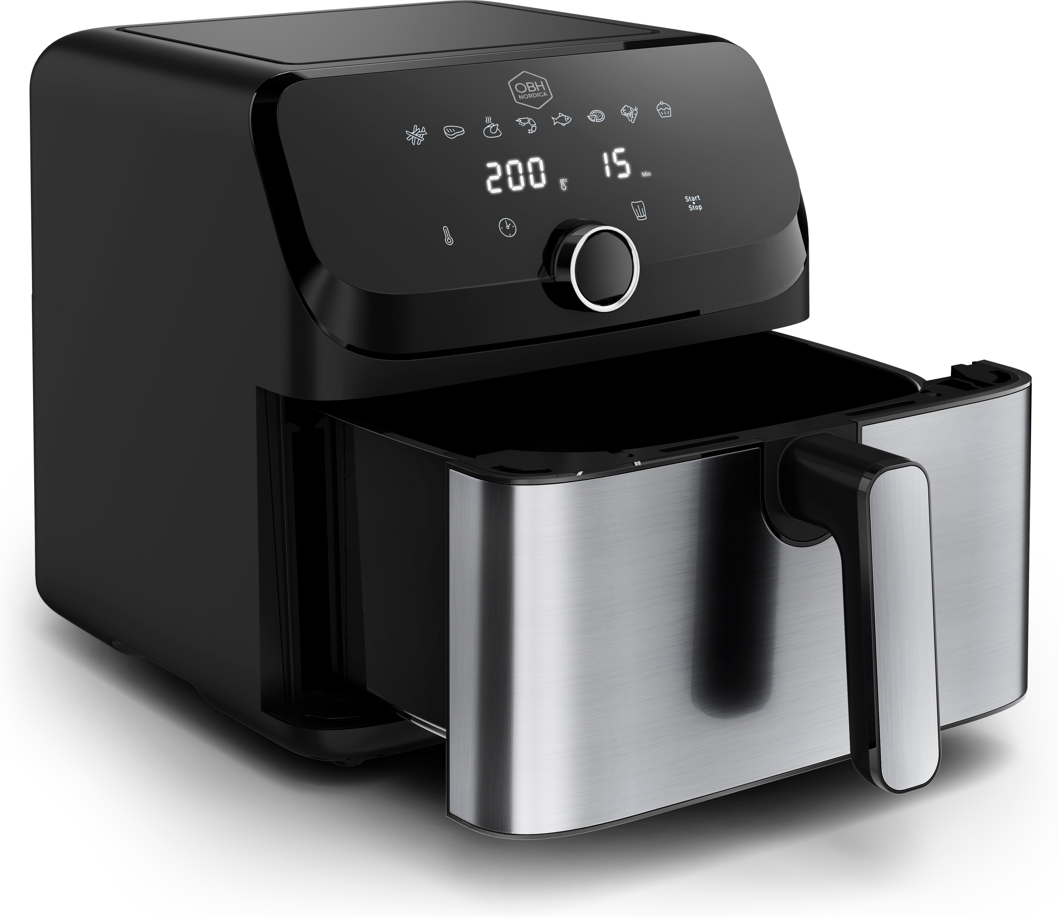 OBH Nordica Easy Fry Mega -airfryer 7,5 L, ruostumaton teräs