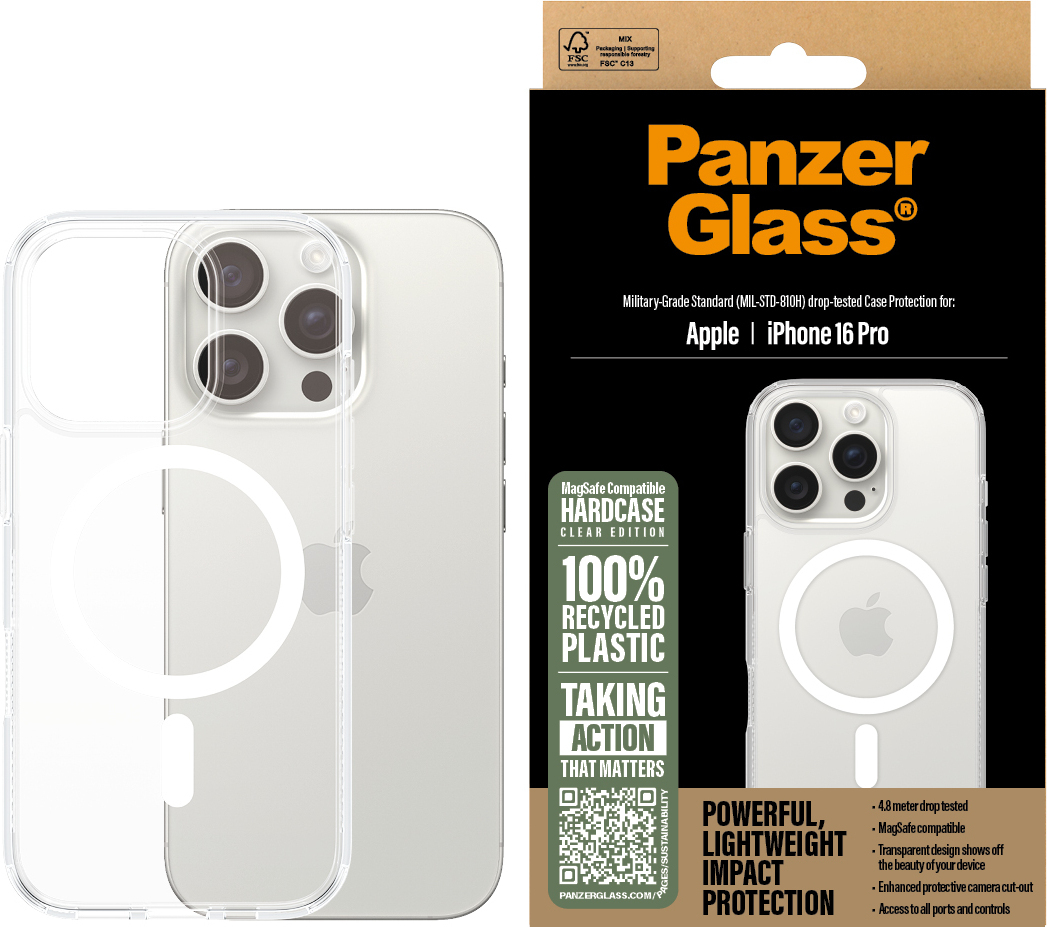 PanzerGlass HardCase Mag Safe -suojakotelo, Apple iPhone 16 Pro, kirkas