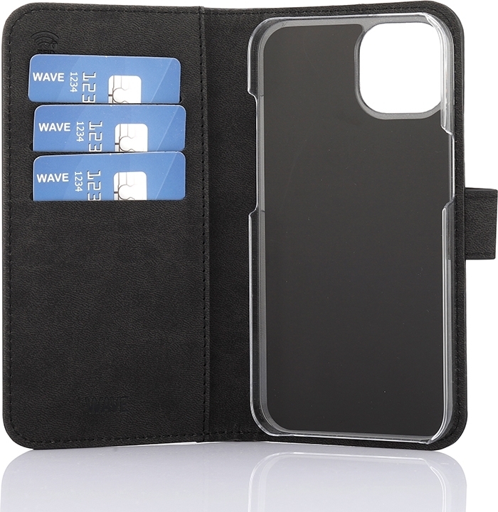 Wave Duo BookCase -suojakotelo, iPhone 13 mini, musta