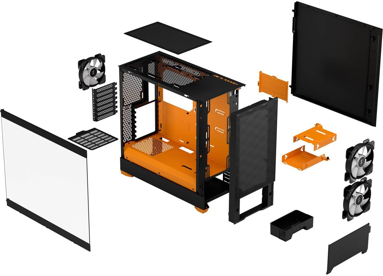 Fractal Design Pop Air RGB Orange Core TG ATX-kotelo ikkunalla, musta/oranssi