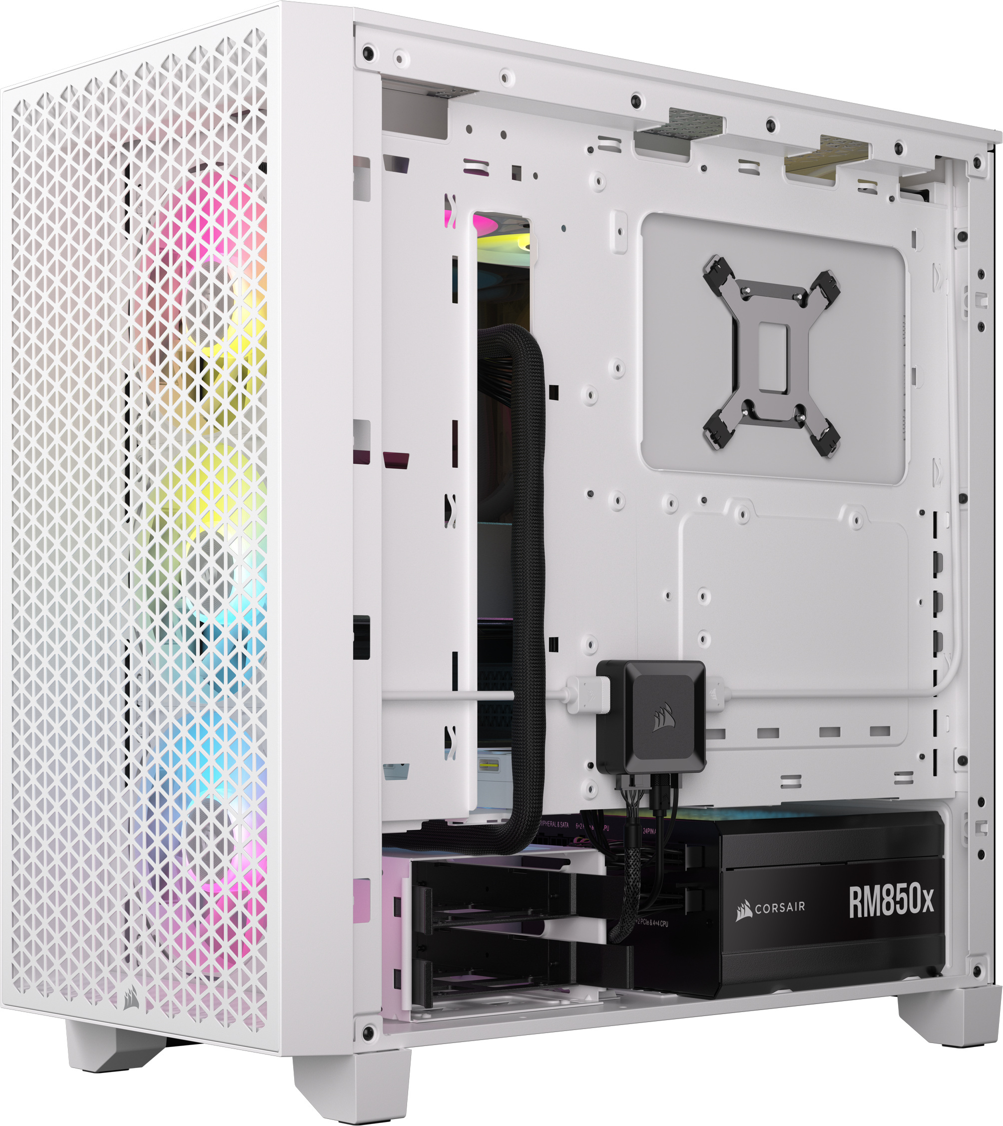 Corsair iCUE LINK RX120 RGB PWM Starter Kit -tuuletin, valkoinen, 120 mm, 3 kpl