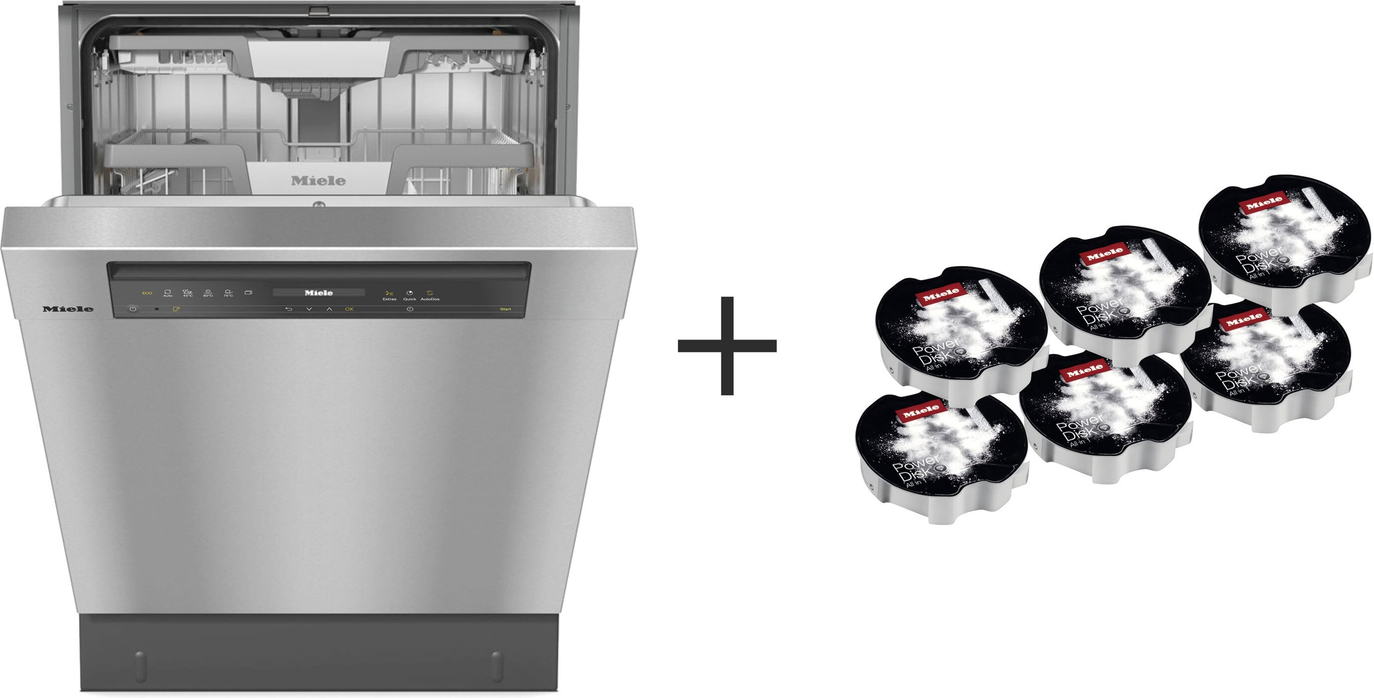 Miele G 7605 SCU XXL astianpesukone, teräs + vuoden pesuaineet