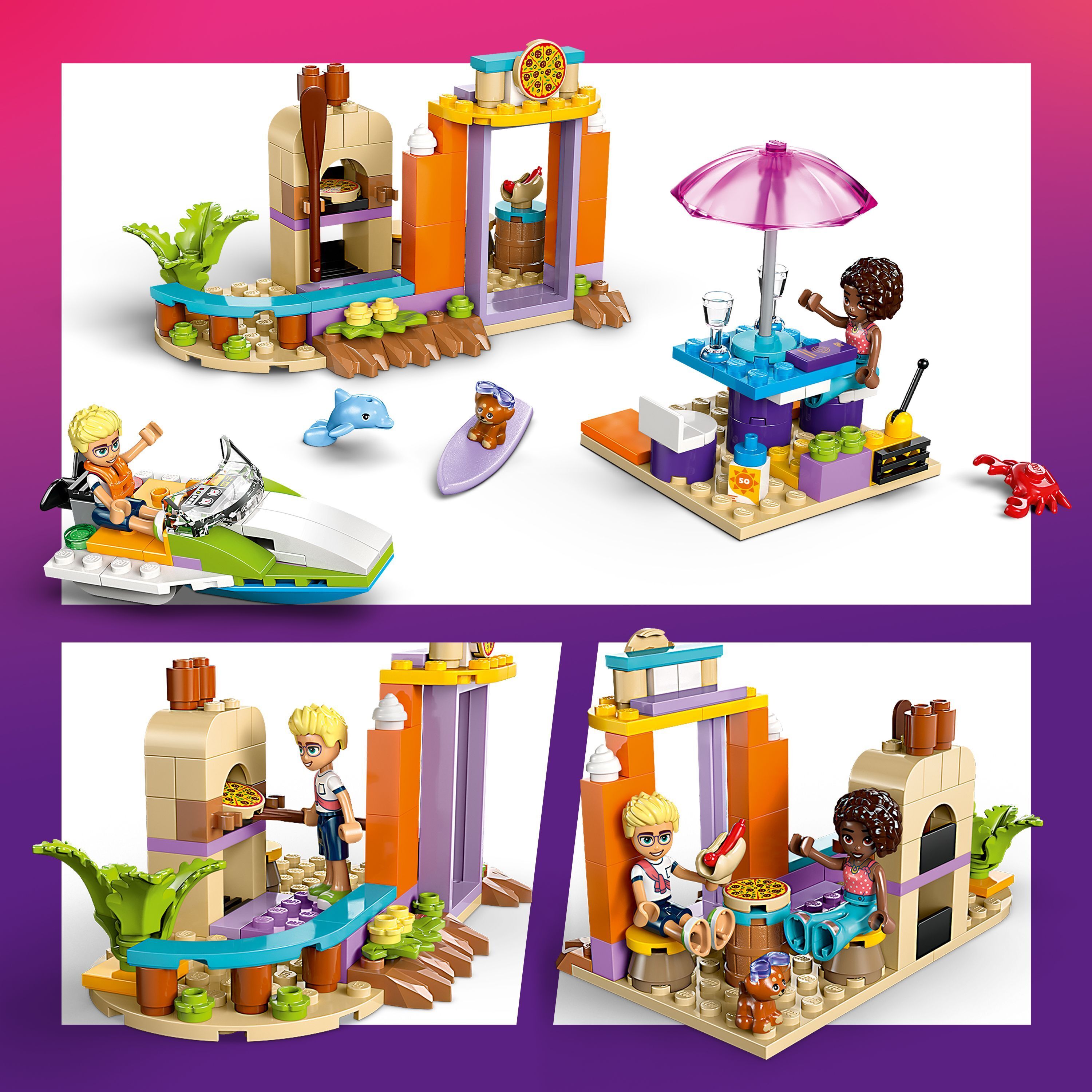 LEGO Friends 42672 – Loma‑ ja rantarakennelmat matkalaukussa