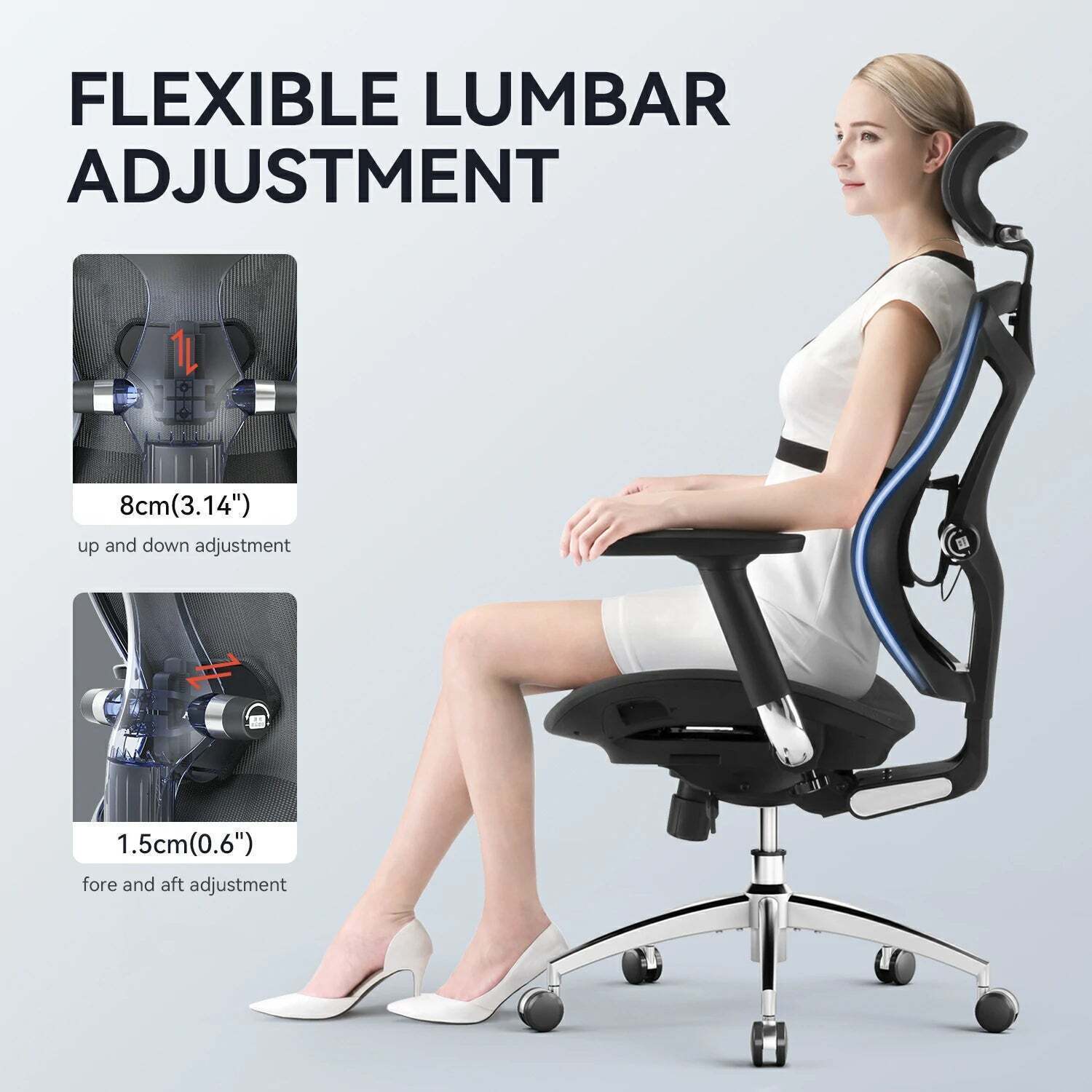 Sihoo V1 -ergonominen toimistotuoli, musta