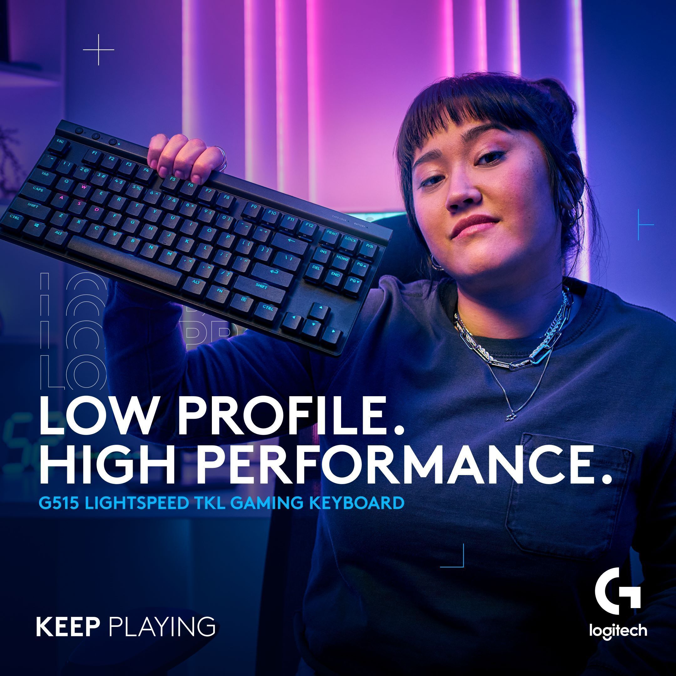 Logitech G515 LIGHTSPEED TKL -pelinäppäimistö, musta, Tactile-kytkimet