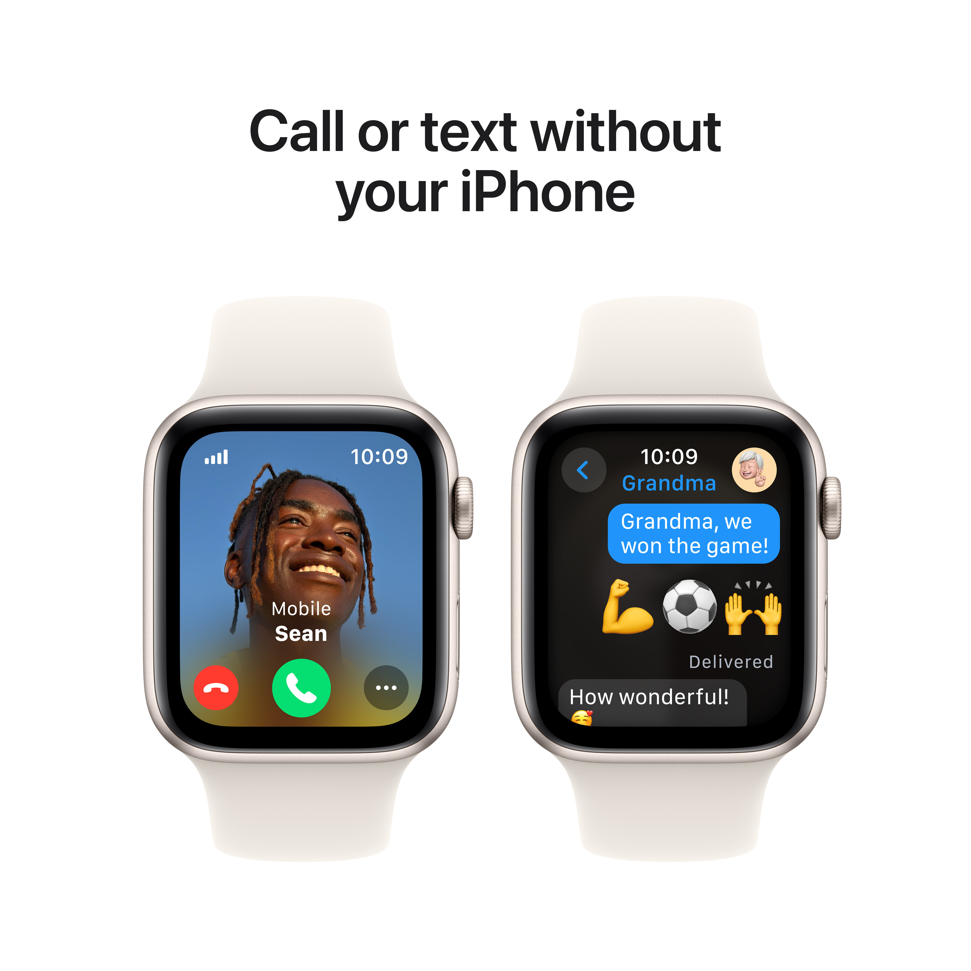 Apple Watch SE (GPS + Cellular) 44 mm tähtivalkea alumiinikuori ja tähtivalkea urheiluranneke, M/L (MXGU3)