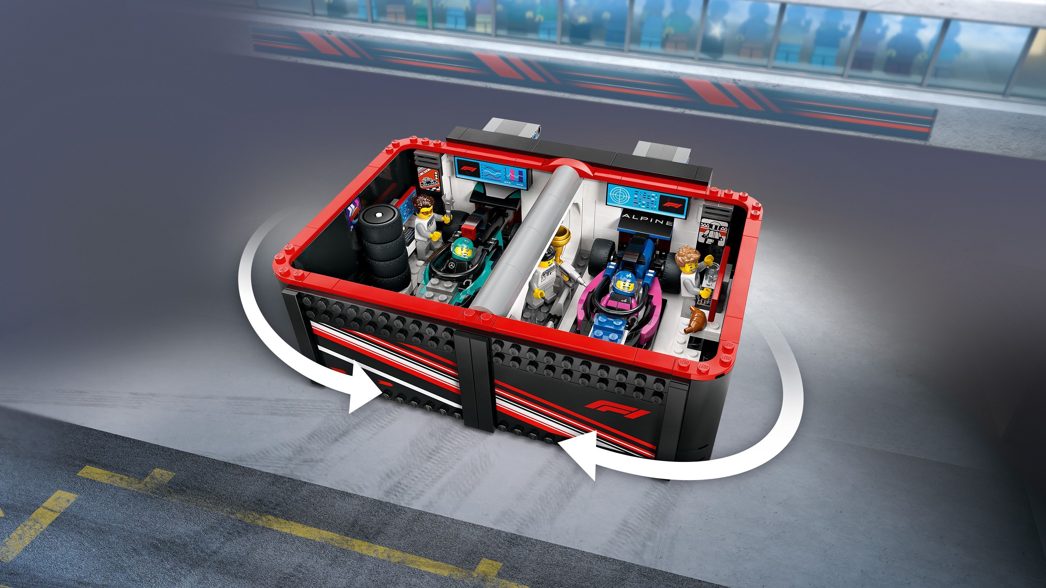 LEGO City 60444 – F1-talli ja Mercedes-AMG‑ ja Alpine-autot