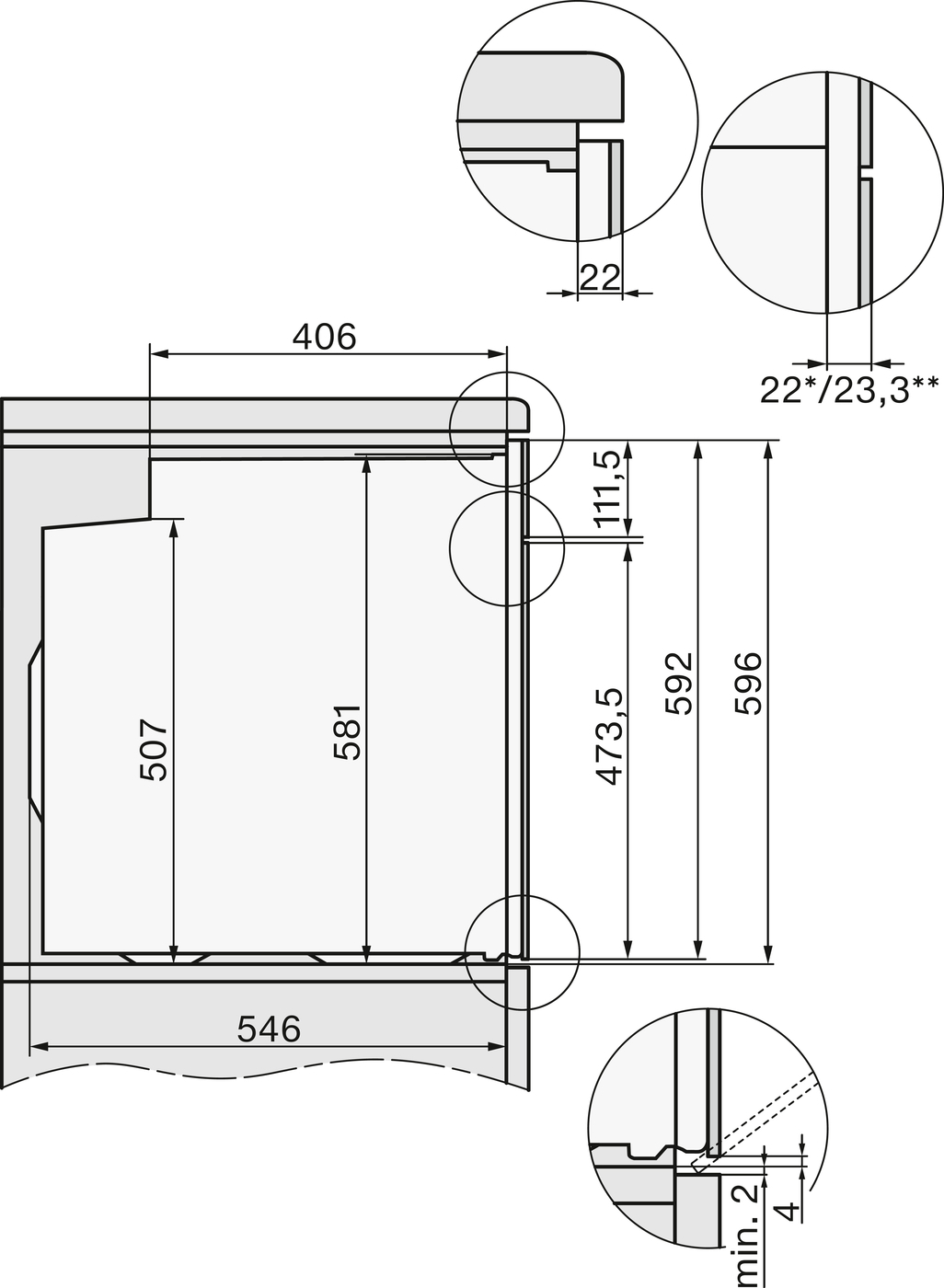 Miele H 2465 BP erillisuuni, musta