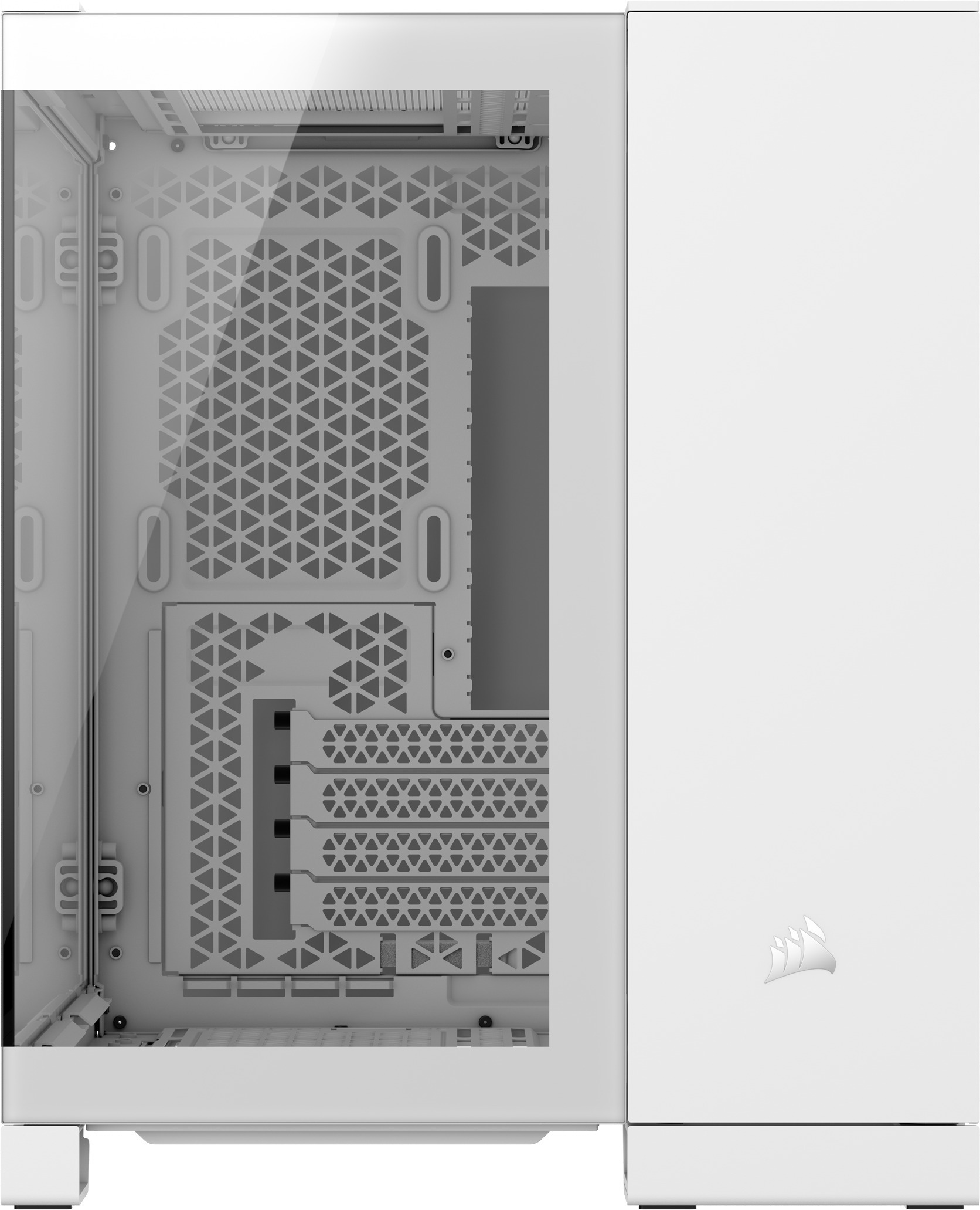 Corsair 2500X Micro-ATX-kotelo panoraamaikkunalla, valkoinen