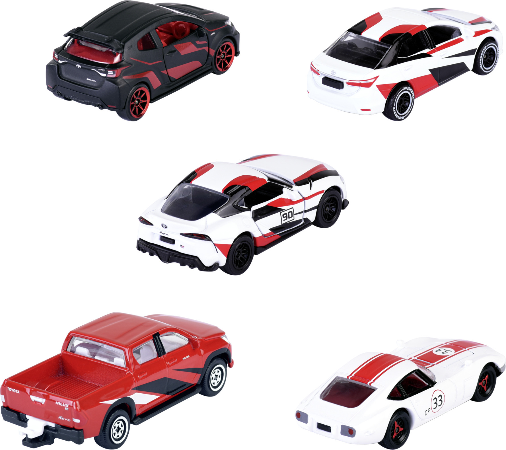 Majorette Toyota -kilpa-autot, 5 kpl, lahjapakkaus