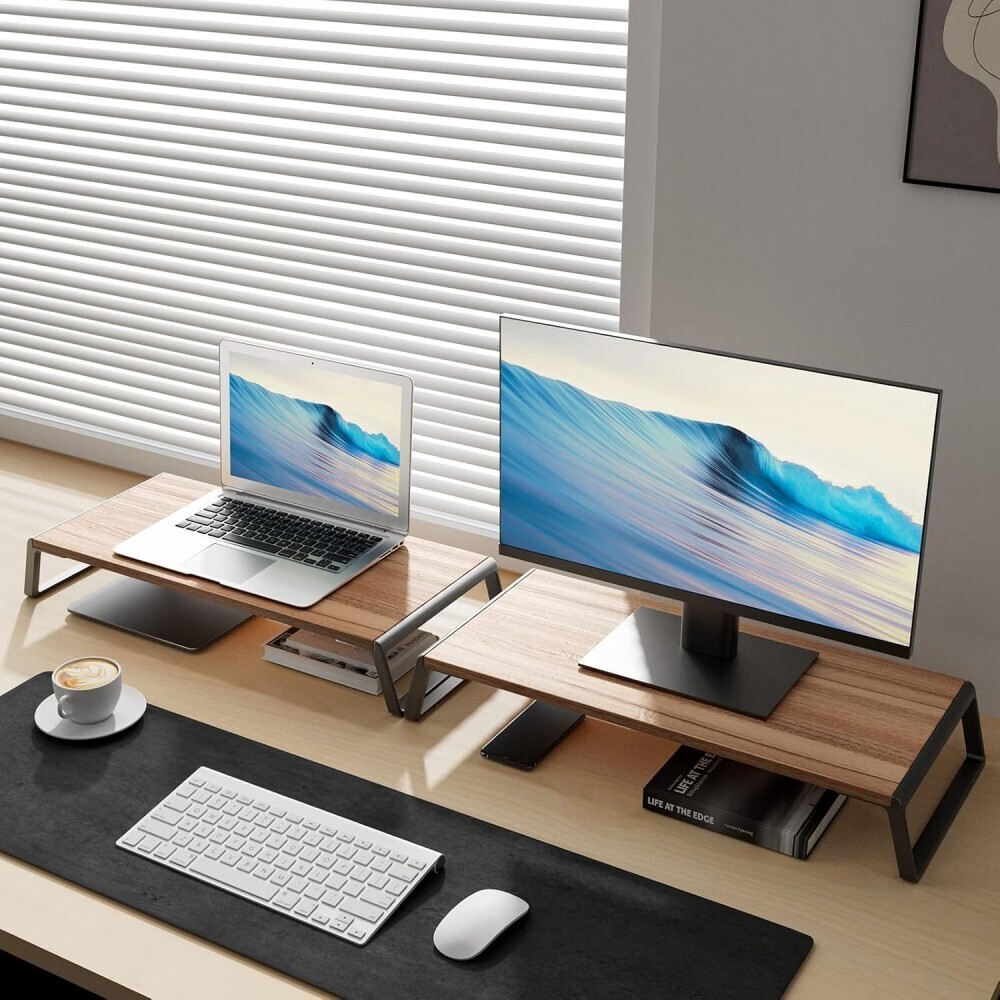ErgoWork Hickory LCD Stand -monitoritaso, pähkinäpuu