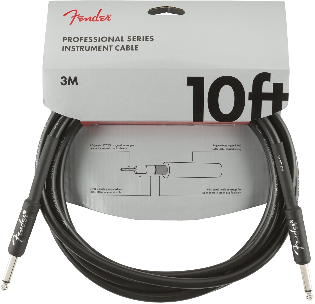 Fender Professional -instrumenttikaapeli 3m, musta