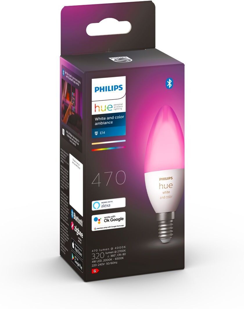 Philips Hue White and Color Ambiance -LED-älylamppu, E14, 470 lm