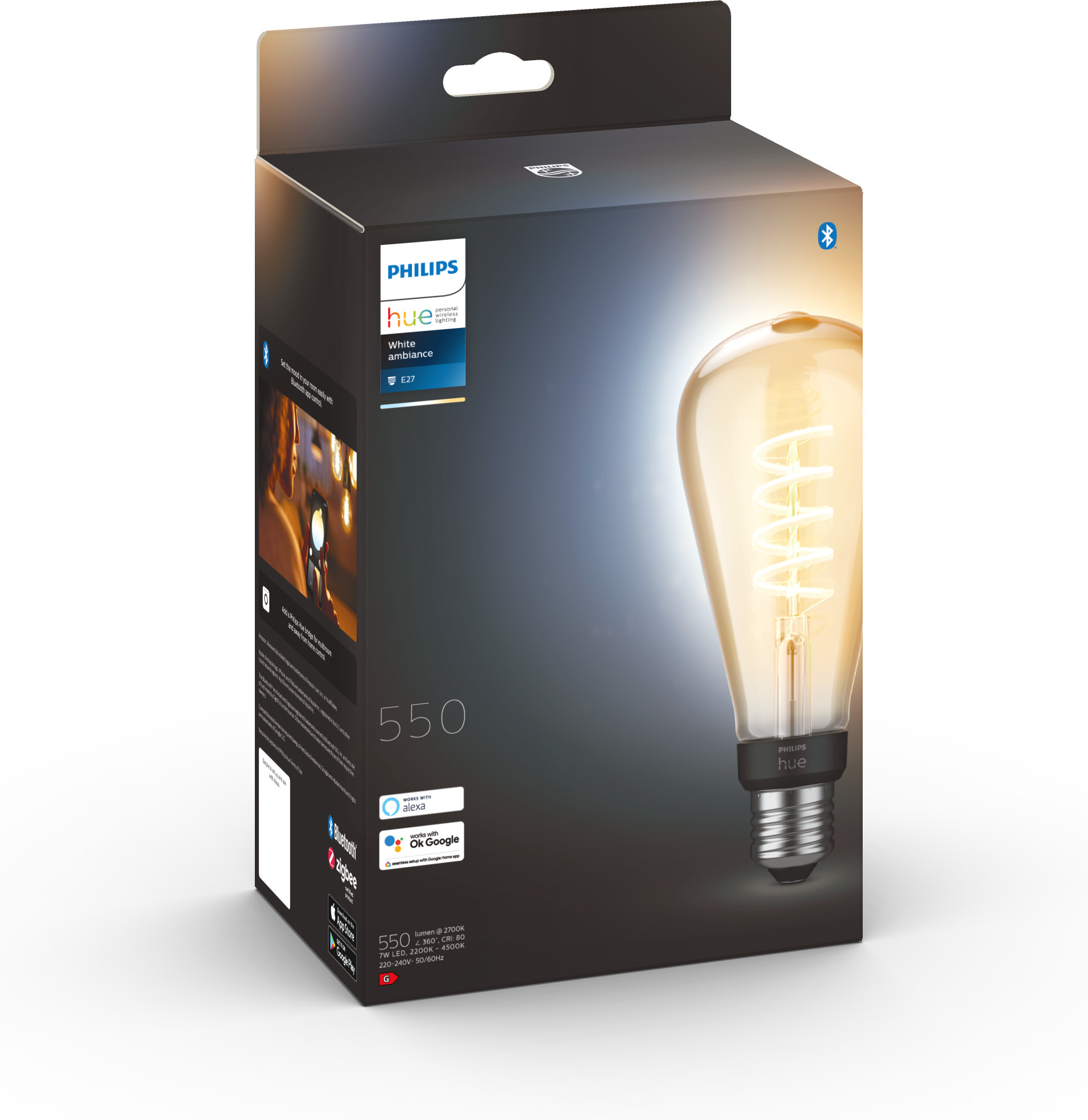 Philips Hue -filamenttiälylamppu, White ambiance, Filament Edison, E27