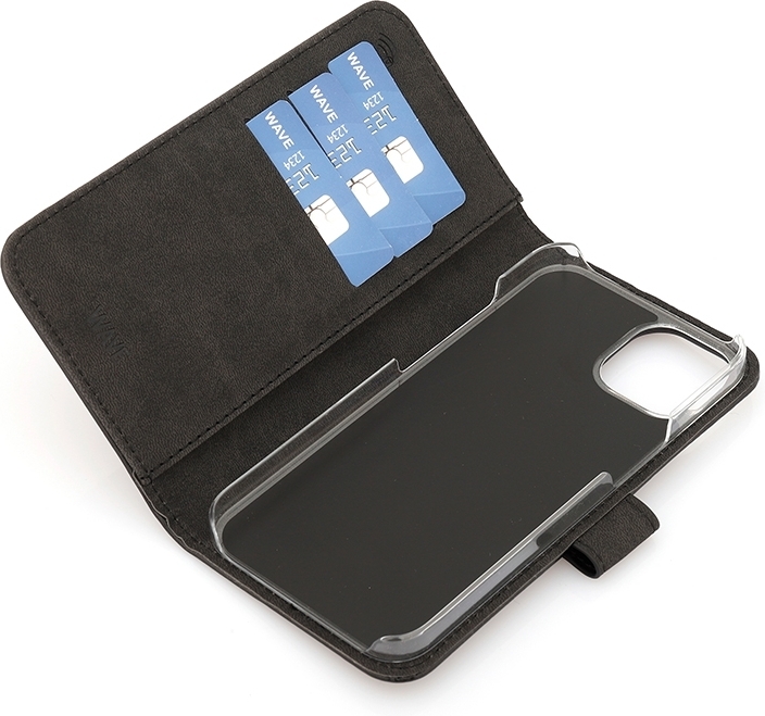 Wave Duo BookCase -suojakotelo, iPhone 13 mini, musta