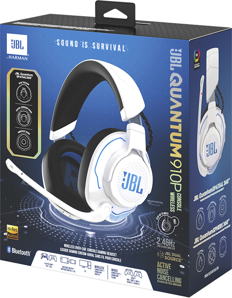 JBL Quantum 910P langattomat pelikuulokkeet, sinivalkoinen